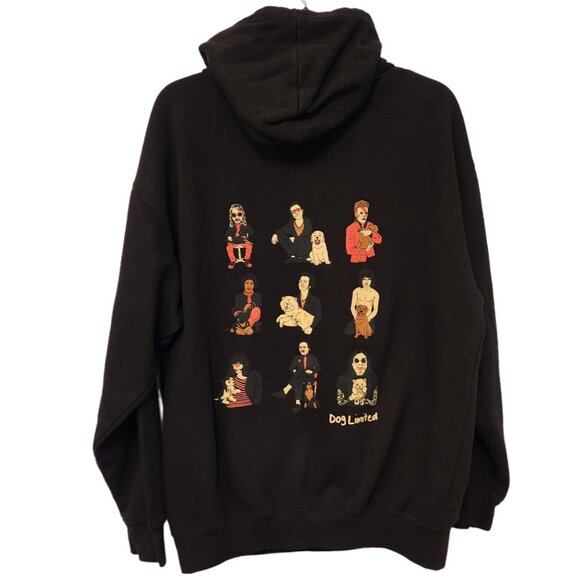 DOGS LIMITED ROCKERS WITH PUPPIES Black Hoodie Ozzie Bowie‎ Bono Sz Large EUC - Picture 1 of 15